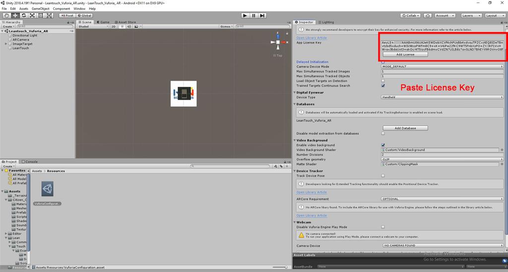 Leantouch_Vuforia_AR In Unity